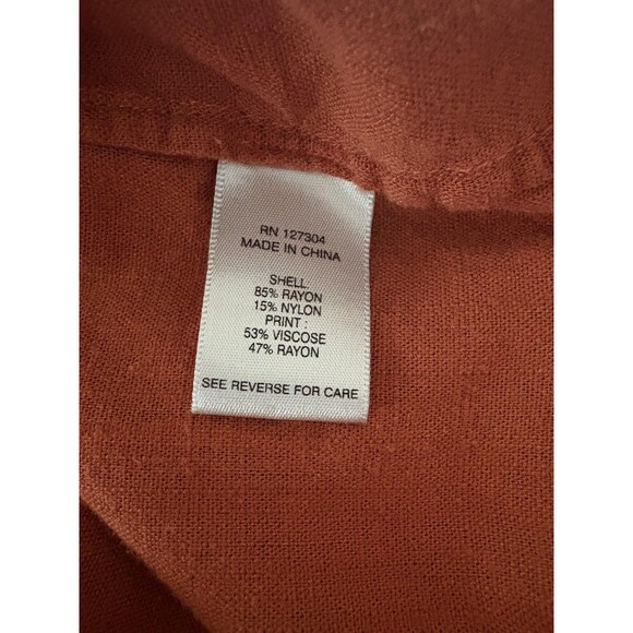 John Mark Blouse Womens Medium Burnt Orange Animal Print Trim Southwestern Boho - Picture 9 of 16